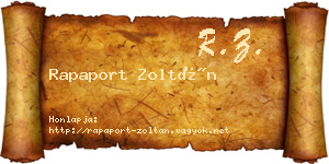 Rapaport Zoltán névjegykártya